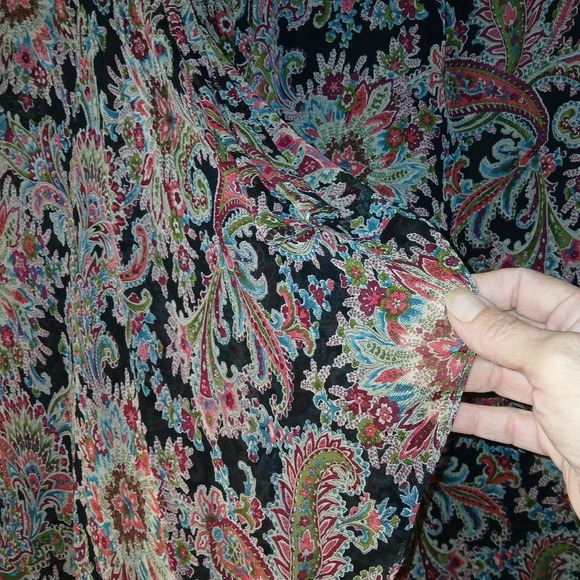 Charter Club silk flowy midi skirt paisley print jeweltones black red si… - Picture 3 of 10